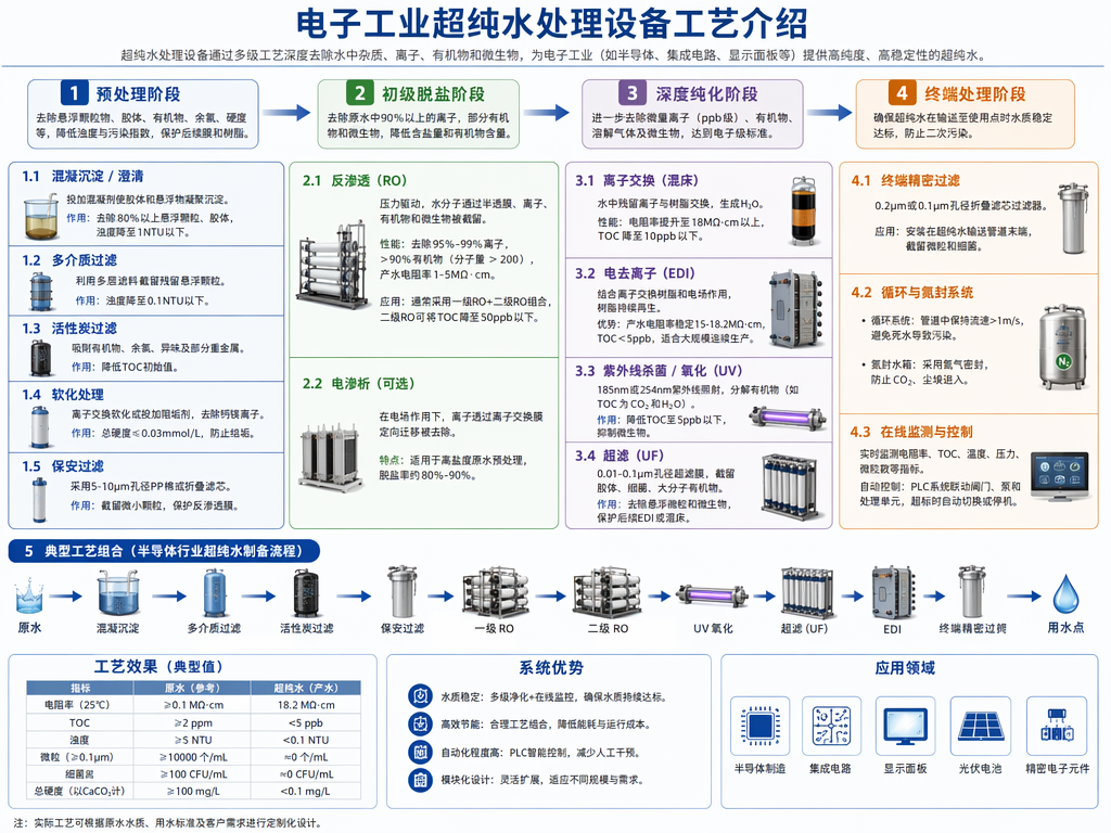 Ultra-Pure Water Treatment Process for Electronic Industry