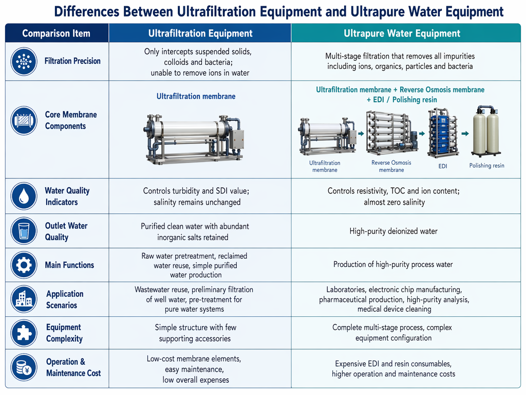 Differences Between Ultrafiltration Equipment and Ultrapure Water Equipment